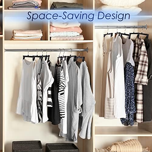 Hanger Central 30 Pack Pants Hangers – 12 Inch Slim Plastic Clothes Hangers with Clips for Skirts, Shorts & Trousers – Non Slip Grip, Heavy Duty Space Saver with Swivel Hook – Black Closet Organizer