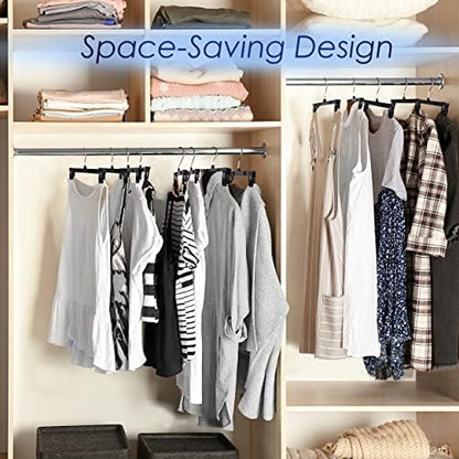 Hanger Central 30 Pack Pants Hangers – 12 Inch Slim Plastic Clothes Hangers with Clips for Skirts, Shorts & Trousers – Non Slip Grip, Heavy Duty Space Saver with Swivel Hook – Black Closet Organizer