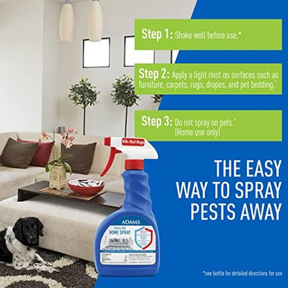 Adams Flea & Tick Home Spray with Precor, Kills Fleas, Flea Eggs, Flea Larvae, Bed Bugs, Ticks, Ants, Cockroaches, Spiders, Mosquitoes And Many Other Listed Nuisance Pests In The Home, 24 Fl Oz