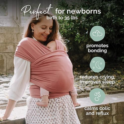 Boba Baby Wrap Carrier – Original Baby Sling Carrier for Newborns (7–35 lbs), Soft, Secure, Hands-Free & Ergonomic, Ideal for Comfortable Bonding, New Parents (Dusty Pink)