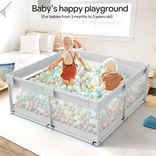 Baby Playpen, 47x47 in Small Play Pen,Toddler Playpen for Apartment,Play Yard,Activity Fence, Extra Large Baby Playard