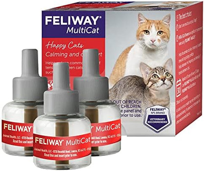 FELIWAY® MultiCat 3 x 30 Day Cat Calming Refills for Pheromone Diffuser, 3 x 48ml Value Pack- Helps Reduce Conflicts and Signs of Tension in Multi-Cat Households