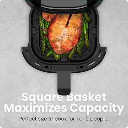 CHEFMAN 2 Qt Mini Air Fryer – Digital Space-Saving Compact Air Fryer with Nonstick and Dishwasher Safe Basket, Quick & Easy Meals in Minutes, Features Digital Timer and Shake Reminder – Black