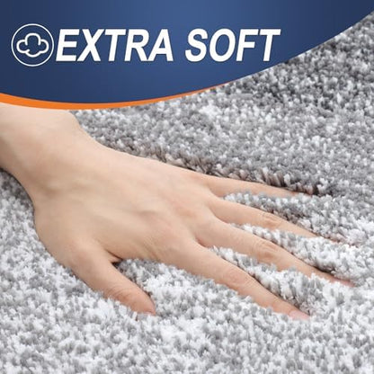 OLANLY Luxury Toilet Rugs U-Shaped 24x20, Extra Soft and Absorbent Microfiber Bathroom Rugs, Non-Slip Plush Shaggy Bath Mat, Machine Wash Dry, Contour Bathroom Mats for Toilet Base, Grey