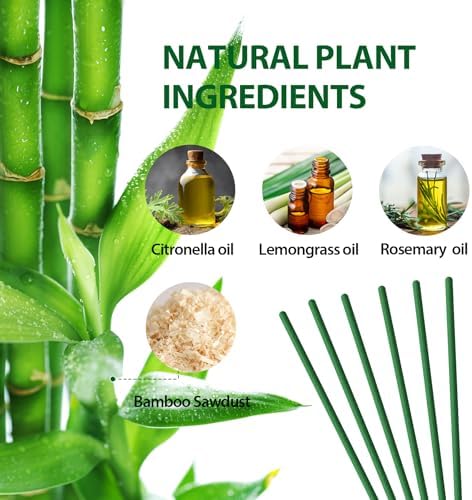 KICKOUTOR® Mosquito Repellent Outdoor Patio 120 PCS Citronella Oil Mosquito Incense Sticks Natural Organic Mosquito Barrier Mosquito Repeller for Backyard Travel Camping Indoors Gnat Mosquito Control