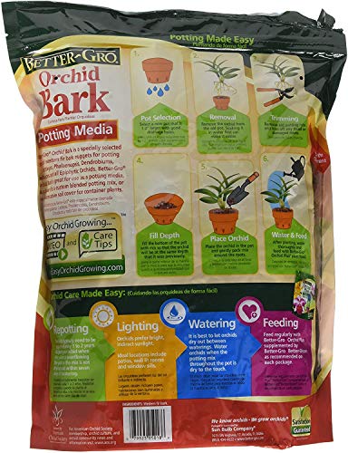 Better-Gro Orchid Bark - Premium Grade Orchid Potting Medium for Potting, Repotting, Root Development, and Water Retention, Ideal for Phalaenopsis, Epiphytic Orchids, and Tropical Plants - 4 Quarts