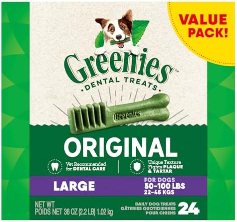 Greenies Original Large Dental Dog Treats, 36 oz. Pack (24 Treats)