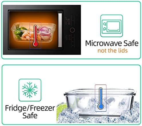 C CREST [10 Pack] Glass Meal Prep Containers, Food Storage Containers with Lids Airtight, Glass Lunch Boxes, Microwave, Oven, Freezer and Dishwasher Safe