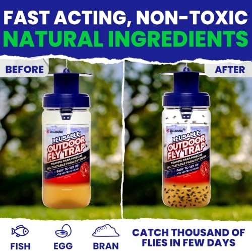 Fly Bait Fly Trap Refill Packets 6x1oz. Non Toxic Dissolvable Granules Work with All Reusable Flies Traps Outdoors Attractant. Flies Trap Bait Magnet Ranch Flytrap Outdoors. Cebo para Moscas