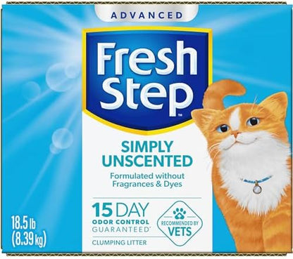 Fresh Step Advanced Simply Unscented Clumping Litter, Fresh Step Unscented Cat Litter Fights Odor on Contact, 37 lbs. (2 x 18.5 lb. Box)