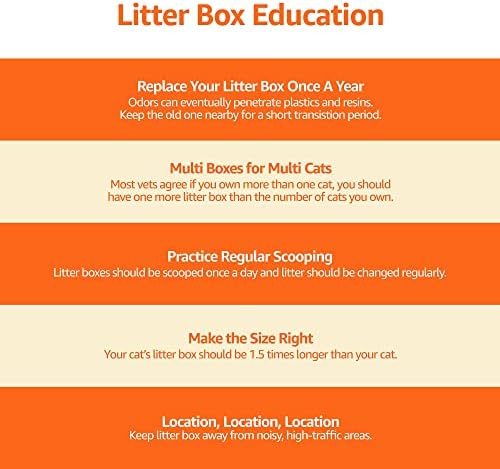 Amazon Basics Large Cat Litter Box with High Sides, Open Top, Includes Scoop, 19 x 15 x 11.75 inches, Grey/Beige