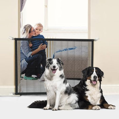 Dog Gate for Stairs Pet Gates for The House: Dogs Screen Mesh Gate for Doorways Stairways Indoor Safety 29 inches Tall, 38 inch Wide