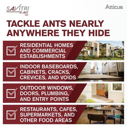 Atticus Savitri Ant Gel Bait (4 x 30 Grams) - Indoor and Outdoor Use - Indoxacarb Ant Killer