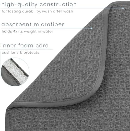 S&T INC. Dish Drying Mat XL, 18” x 24”, Absorbent Microfiber Kitchen Counter Mat, Dish Drying Pad for Dishes, Utensils, Pots and Pans, Extra Large, Charcoal