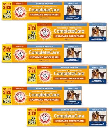 Arm & Hammer Complete Care Enzymatic Dog Toothpaste for Puppies and Adult Dogs - Pet Dental Care for Clean Teeth 6.2 Ounce (Pack of 6)