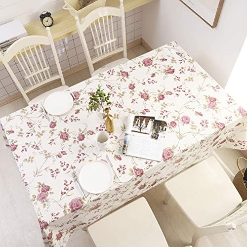 Heavy Duty Vinyl Tablecloth with Flannel Backing Waterproof Oil-Proof Plastic Table Cloth Stain-Resistant Wipeable Rectangle or Square Table Cover for Indoor and Outdoor (Flowers, 60X84 Inch)