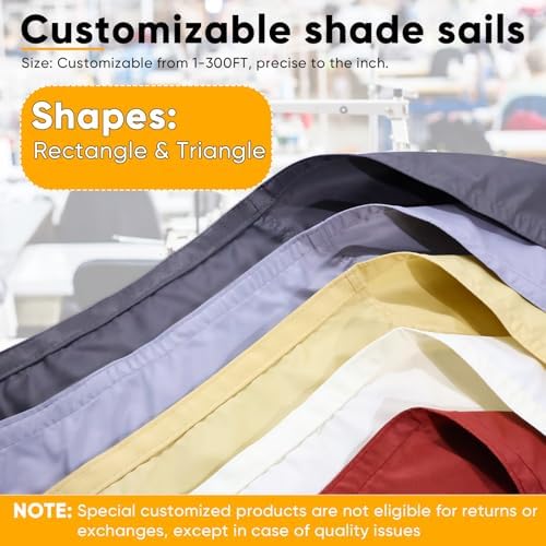 Shade&Beyond Waterproof Sun Shade Sail, 9'x19' Sand Rectangular, UV Resistant Rain Canopy, Curved Edges Shade Cloth for Garden Yard Activities (We Make Custom Size)