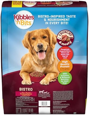 Kibbles 'n Bits Bistro Dry Dog Food, Oven Roasted Beef, Spring Vegetable & Apple Flavors for Adult Dogs, 45 lb. Bag