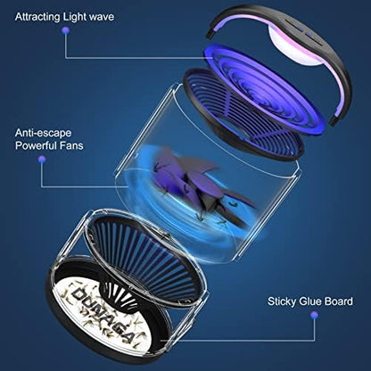 Fly Traps, Fruit Fly Trap Indoor, Gnat Traps, Bug Zapper Indoor,Mosquito Traps with 10 Sticky Glue Boards, Black