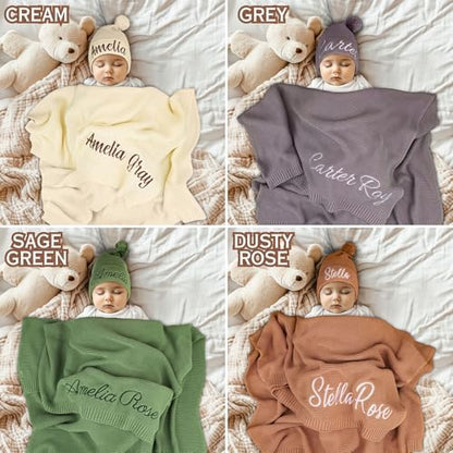 Personalized Baby Blanket, 100% Organic GOTS Certified Cotton, Customized Swaddle Blanket with Name, Receiving Blankets for Boys and Girls, Perfect Custom Gifts for Newborns, Kids and Baby Showers