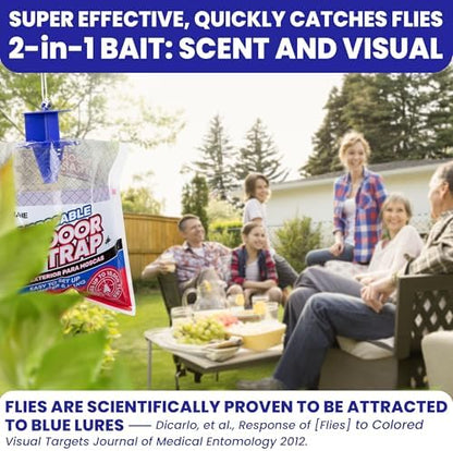 Fly Traps Outdoor Fly Trap for Patio. 4 Non-Toxic Pre-Baited Flies Bags Outdoor Disposable. Hanging Bug Catchers for All Filth Flies Killer for Outside Bug Control in Yard Horse Ranch Trash Can