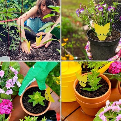 100 Pcs Sticky Trapz for gnat, Yellow Stick Traps for Plants, Fungus gnat Traps Double Side with Shovel, Indoor Safe for Gnat, Fruit Fly, White Fly, Aphid, Leaf Miner