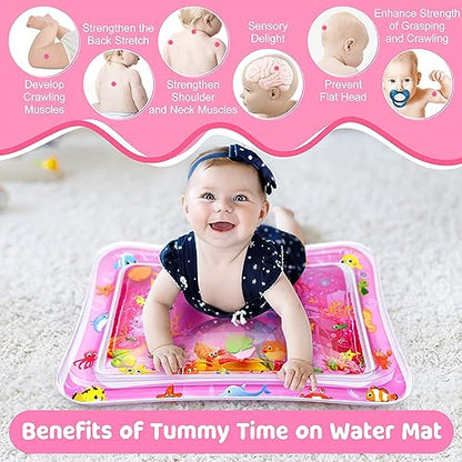 Tummy Time Water Mat for Girl, Baby Girl Toys for 0, 3, 6, 9, 12 Months, Baby Girl Gifts, Develop Sensory Toys Kids' Indoor Climbers & Play Structures