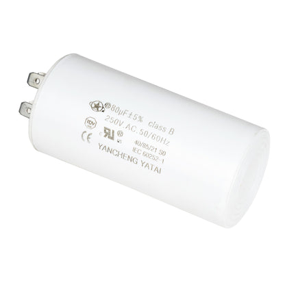 YATAI CBB60 Capacitor 80uF 250V AC, 4-Pin Run Capacitor, 50/60Hz, 1.64 x 3.54 in Cylinder, for Irrigation Pump, Washing Machine, Cement Mixer, and Dehumidifier