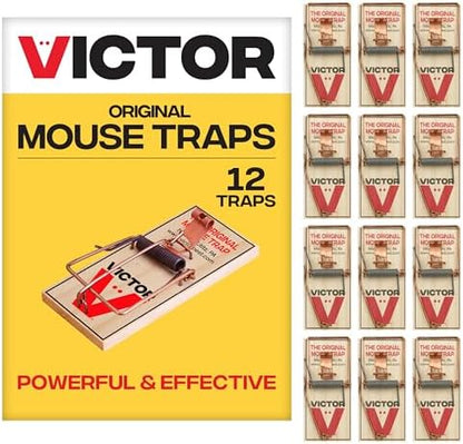 Victor Mouse Traps M150-12, Metal Pedal, Sustainably Sourced FSC Wood, Wooden Mouse Traps - Pack of 12