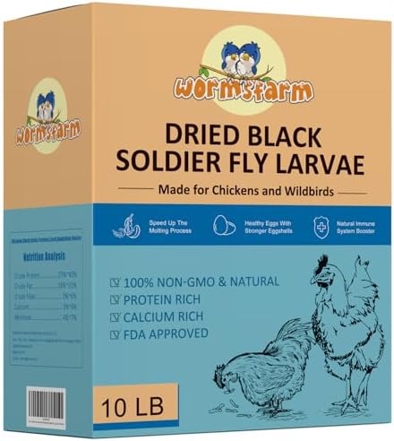 10lb Dried Black Soldier Fly Larvae Treat for Chickens More Calcium Than Mealworms,for Laying Hen,Wild Birds(10 Pound)