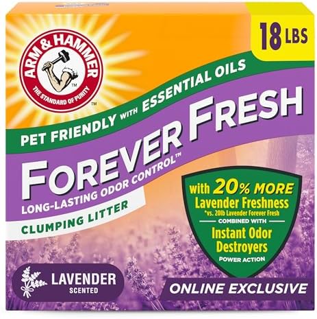 Arm & Hammer Forever Fresh Clumping Cat Litter Lavender, MultiCat Cat Litter Odor Control 18lb With 20% More Lavender Freshness, With Essential Oils