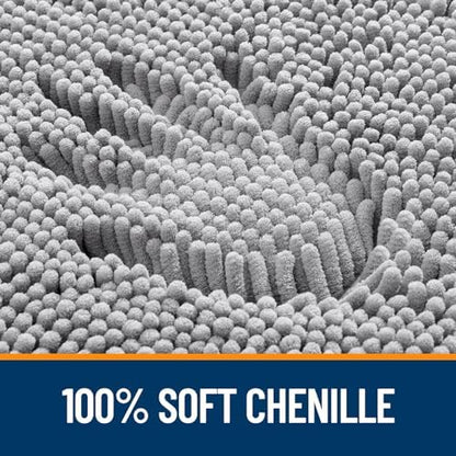 OLANLY Bathroom Rugs 36x24, Extra Soft Absorbent Chenille Bath Rugs, Rubber Backing Quick Dry, Machine Washable Bath Mats for Bathroom Floor, Tub and Shower, Home Decor Accessories, Grey