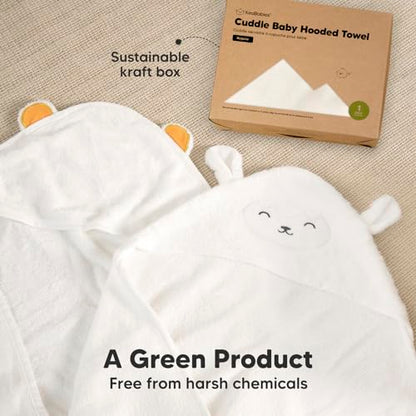 KeaBabies Hooded Baby Towel for Newborn - Viscose Derived from Bamboo Large Baby Bath Towels with Hood for Boys, Girls, Toddler, Extra Absorbent & Soft Newborn Bath Essentials (Lamb)