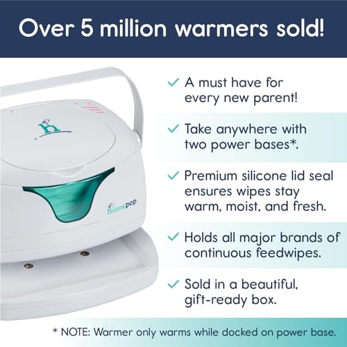 hiccapop Portable Baby Wipe Warmer, Baby Wipes Warmer for Babies Includes 2 Power Bases, Diaper Wipe Warmer with Changing Light