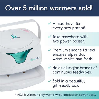 hiccapop Portable Baby Wipe Warmer, Baby Wipes Warmer for Babies Includes 2 Power Bases, Diaper Wipe Warmer with Changing Light
