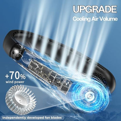 KIDEE Neck Fan, Portable Bladeless Neck Fans, Upgrade 360° Airflow, Super Quiet, 3 Speeds, 4000mAh Personal Wearable Neck Fan, Upgraded Cooling Air Volume USB Rechargeable Hands Free Fan
