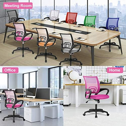 Ergonomic Office Chair Desk Chair Mesh Computer Chair with Lumbar Support Executive Rolling Swivel Adjustable Home Mid Back Task Chair for Women Adults, Pink