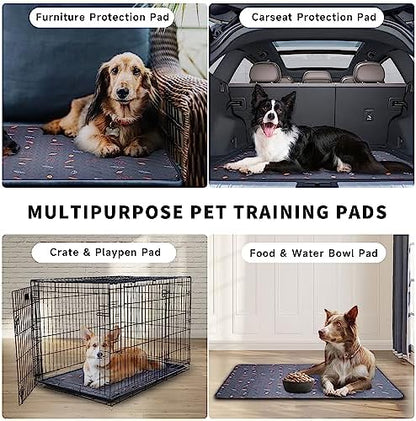 Sunheir Washable Pee Pads for Dogs 2-Pack Reusable Puppy Pads Pet Training Pads, Waterproof Dog Pee Pads for Crate, Whelping Pad, Non-Slip Protects Against Urine Leakage (Leaves - Deep Grey, 24x36)