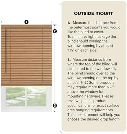 Cordless Light Filtering Mini Blind - 26 Inch Width, 64 Inch Length, 1" Slat Size - Pearl White - Cordless GII Morningstar Horizontal Windows Blinds for Interior by Achim Home Decor