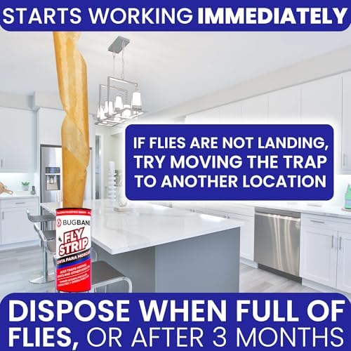 Fly Strips Indoor Sticky Hanging 24pk with Pins. Non Toxic Outdoor Fly Trap Indoor for Home. Flies Tape Paper Trap Ribbon Roll for House Gnat Fruit and Housefly. Bug Catchers for Inside Home Flypaper