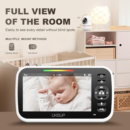 Baby Monitor with Camera and Audio- Video Baby Monitor with 960ft Long Range, Remote Pan-Tilt-Zoom, Night Vision, Temperature Sensor, 2-Way Talk, 8 Lullabies, 30-Hour Battery & No WiFi