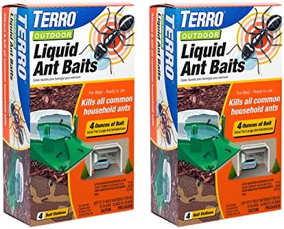 TERRO T1804SR Outdoor Ready-to-Use Liquid Ant Bait Killer and Trap - Kills Common Household Ants - 8 Bait Stations