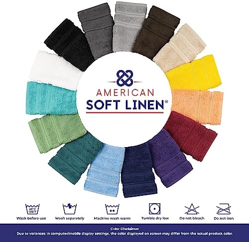 American Soft Linen Luxury 4 Piece Bath Towel Set, 600 GSM 100% Cotton Turkish Bath Towels for Bathroom, 27x54 in Large Bathroom Shower Towels, Dark Gray