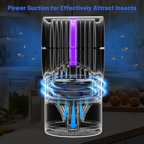 Fly Traps Indoor,Fruit Fly Trap for Indoors Mosquito Trap Indoor Insect Trap with Suction, Time Setting, Bug Light & 10 Pcs Sticky Glue Boards (Blue)