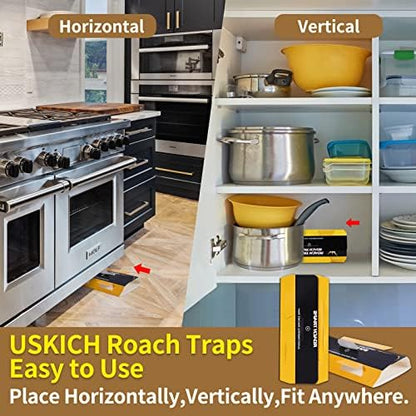 60 Pack Roach Traps,Roach Killer Indoor Infestation,Cockroach Killer Indoor Home,Glue Roach Traps,Roach Motel,Child & Pet Friendly