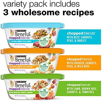 Purina Beneful Wet Dog Food Variety Pack, Chopped Blends - (12) 10 oz. Tubs