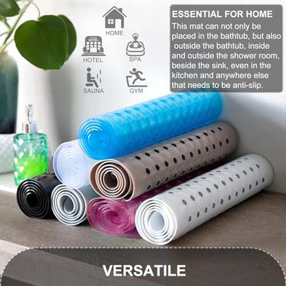 Bath Tub and Shower Mats, Non Slip 40 x 16 Inch Extra Large Bathtub Mat, Machine Washable Bathmat with Drain Holes, Suction Cups for Bathroom Floor, Gray
