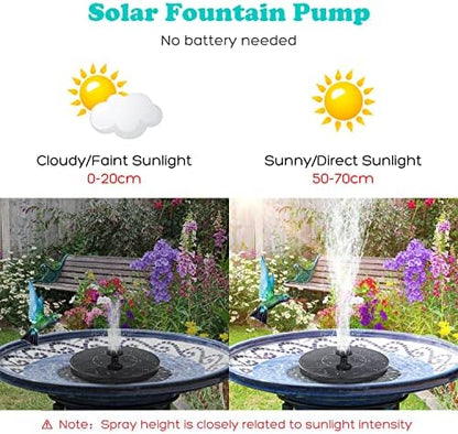 Mademax 1W Solar Bird Bath Fountain Pump, Solar Fountain with 6 Nozzle, Free Standing Floating Solar Powered Water Fountain Pump for Bird Bath, Garden, Pond, Pool, Outdoor