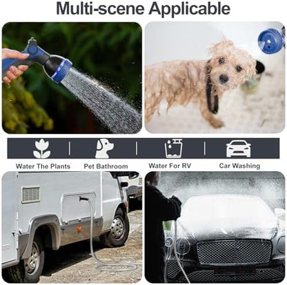 75ft 304 Stainless Steel Garden Hose Metal, Heavy Duty Water Pipe with Nozzles for Yard, Outdoor - Flexible, Never Kink & Tangle, Puncture Resistant (Sliver)