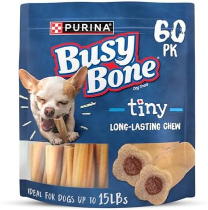 Purina Busy Bone Adult Toy Breed Dog Chew Bone Treats, Tiny - 60 ct. Pouch